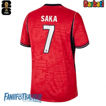 Anglia Bukayo Saka #7 Tricou Fotbal Replică Mondial 2026 Barbati Deplasare